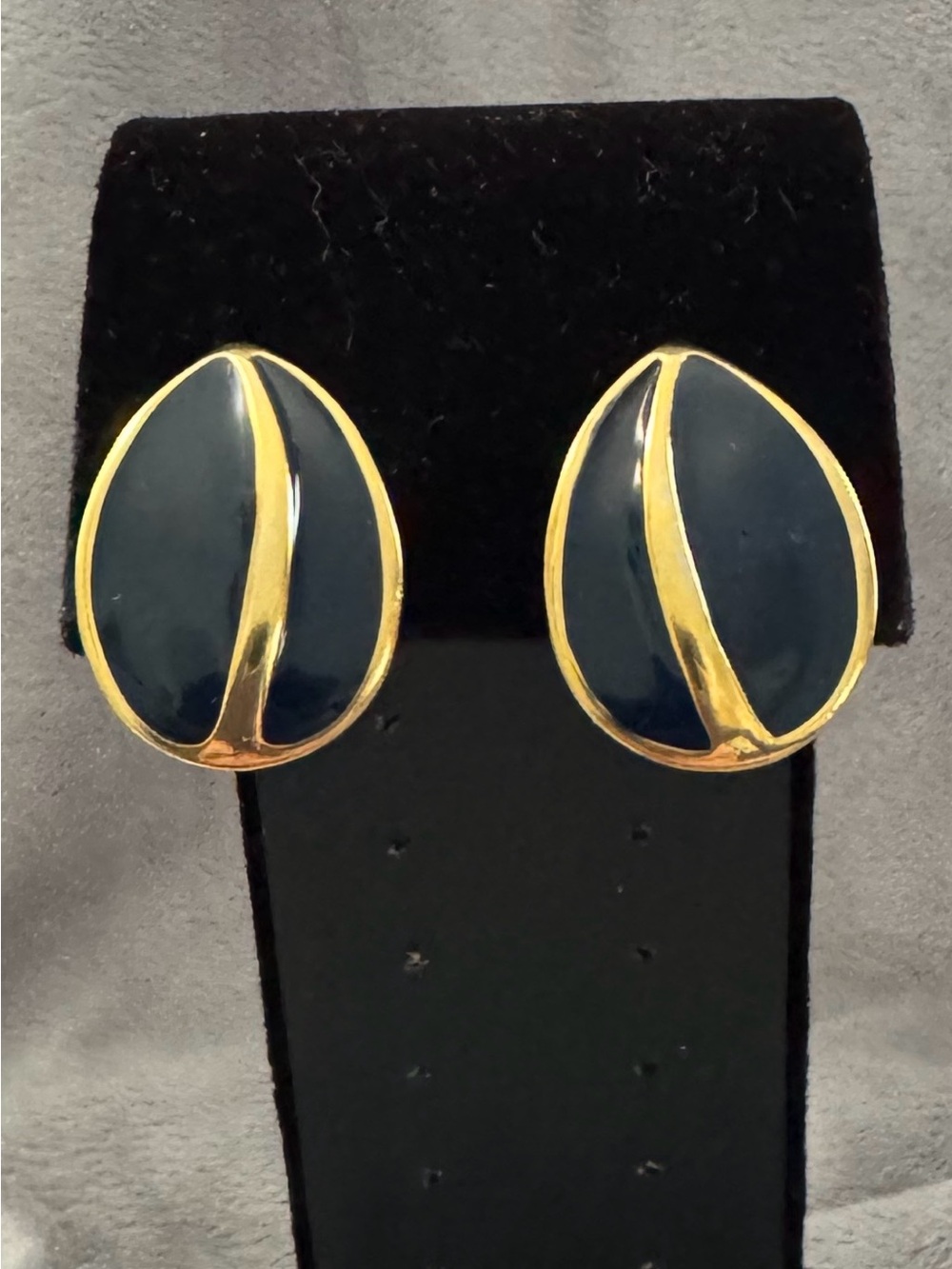 Vintage Napier Navy Blue and Gold Tone Screw Back Earrings